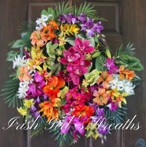 Tropical Garden Hawaiian Island Luau Wreath - Large Tropical Summer Wreath