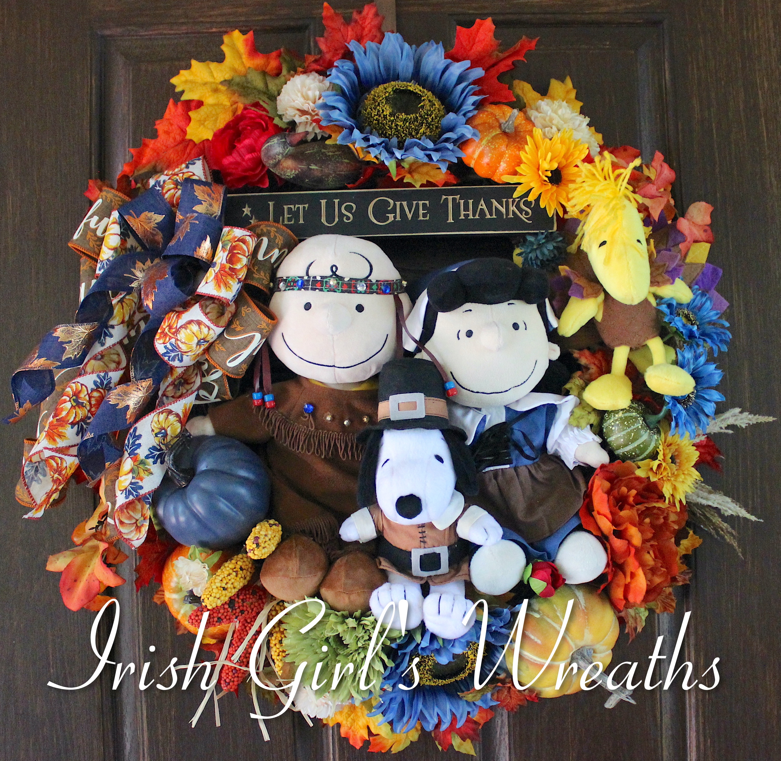 Peanuts Deluxe Charlie Brown and Snoopy Thanksgiving Wreath, Charlie Brown and Friends Thanksgiving Wreath