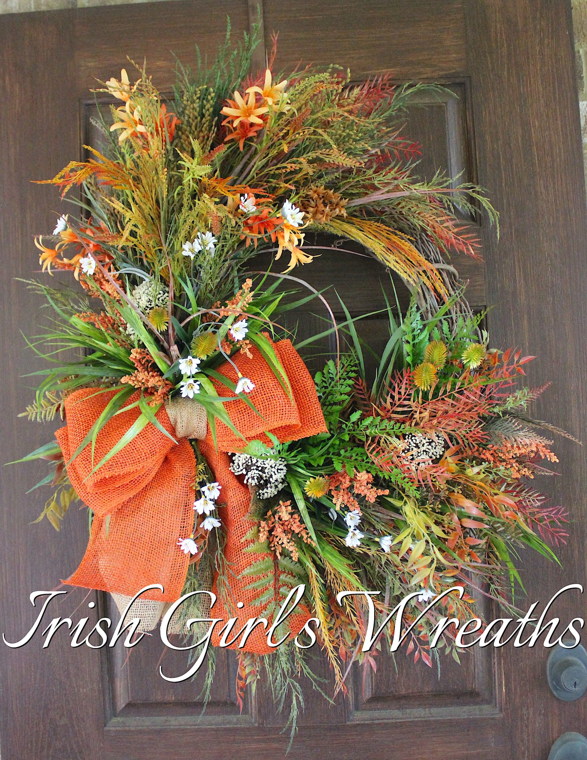 Summer Irish Coast Wreath, Rustic Ireland Fall Coastal Wreath, Lush Autumn Meadow