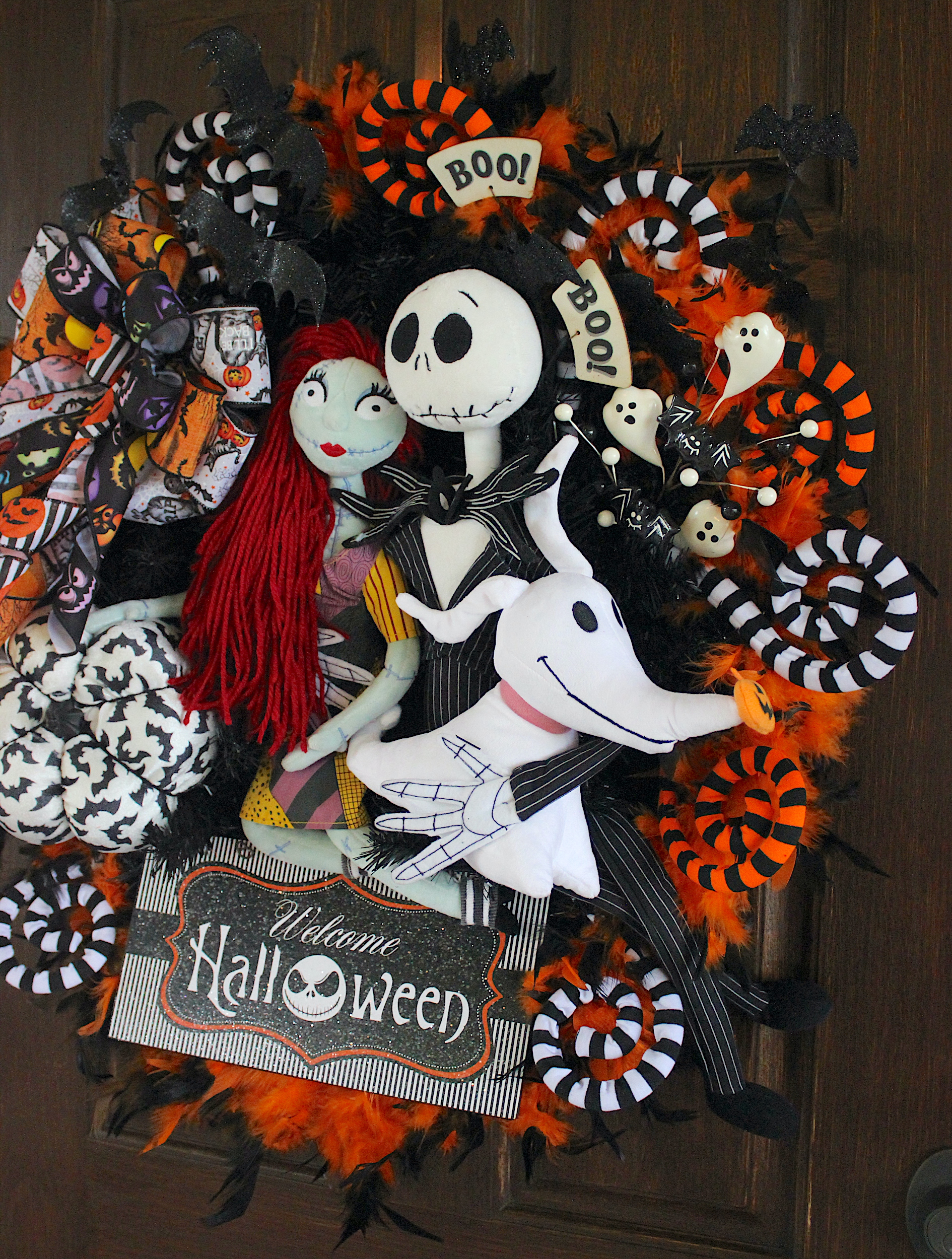Deluxe Nightmare Before Christmas Welcome Halloween Wreath, Large Pumpkin King Wreath, Sally & Jack Skellington, Zero 2026 - Image 5