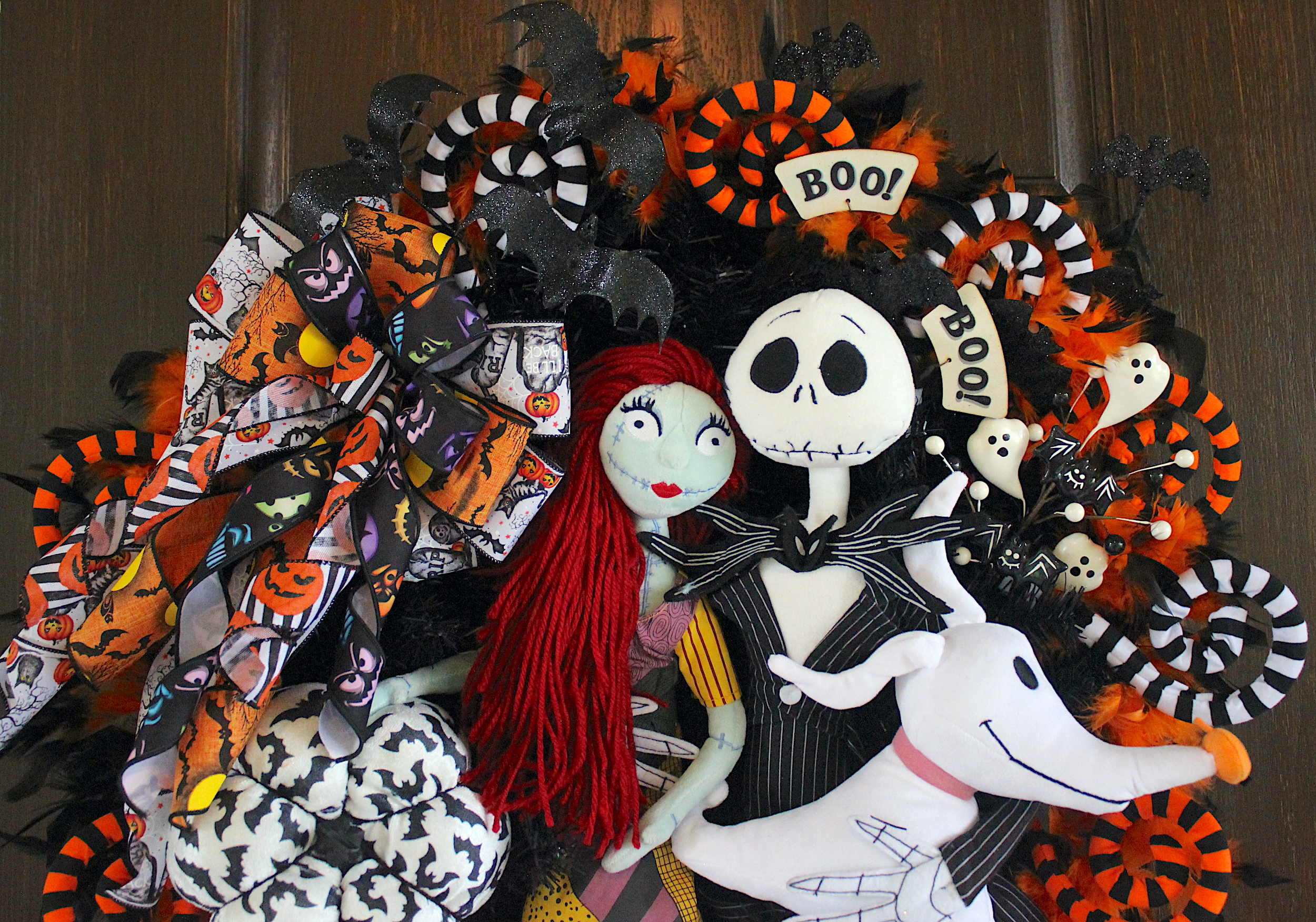 Deluxe Nightmare Before Christmas Welcome Halloween Wreath, Large Pumpkin King Wreath, Sally & Jack Skellington, Zero 2026 - Image 2