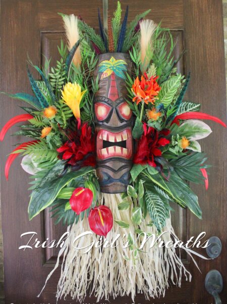 *MADE TO ORDER* XX-Large Tiki Voodoo Polynesian Island Man Cave Wreath, Voodoo Island Paradise Luau Wreath, Man Cave Tiki Decor