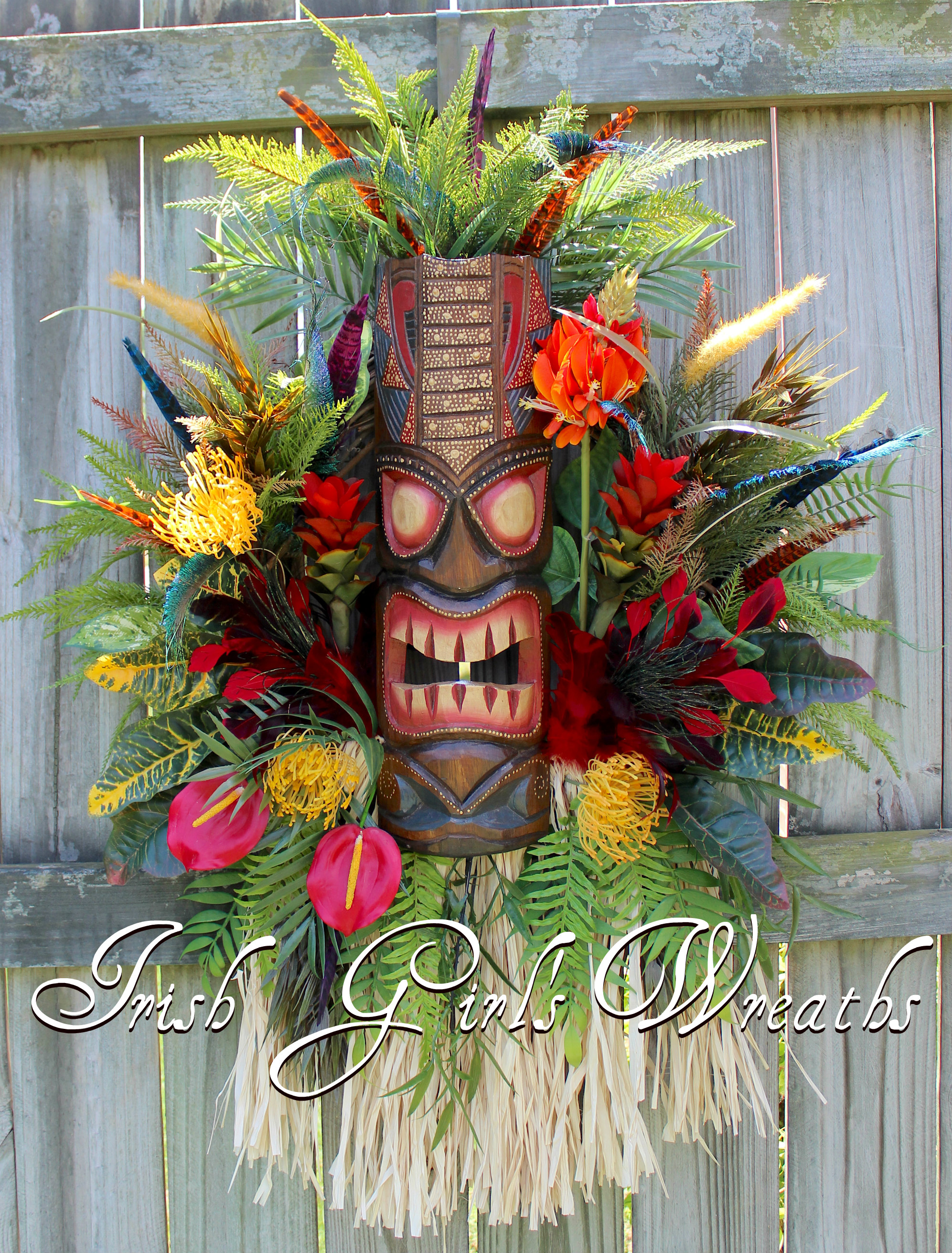 XXLarge Tropical Voodoo Island ManCave Tiki Bar Wreath