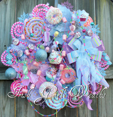 Deluxe Pastel Sweet Treat Candy Christmas Wreath