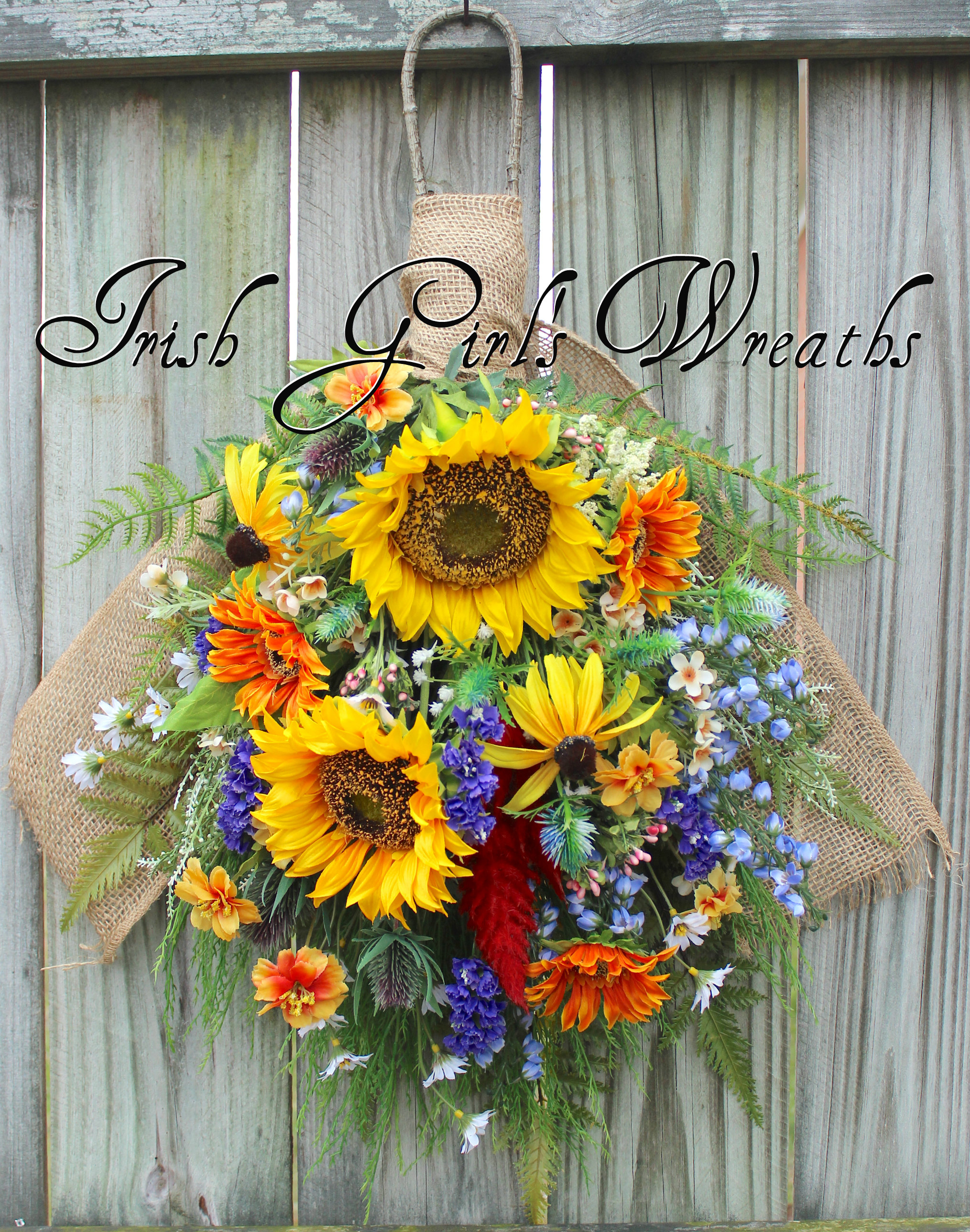 Summer Wildflower Floral Swag, Tuscan Italy-French Country Floral Swag