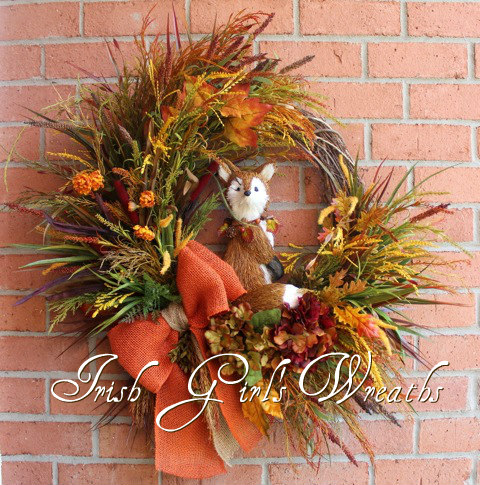 Hidden Fox in the Autumn Field Wreath-2, Custom for Susan
