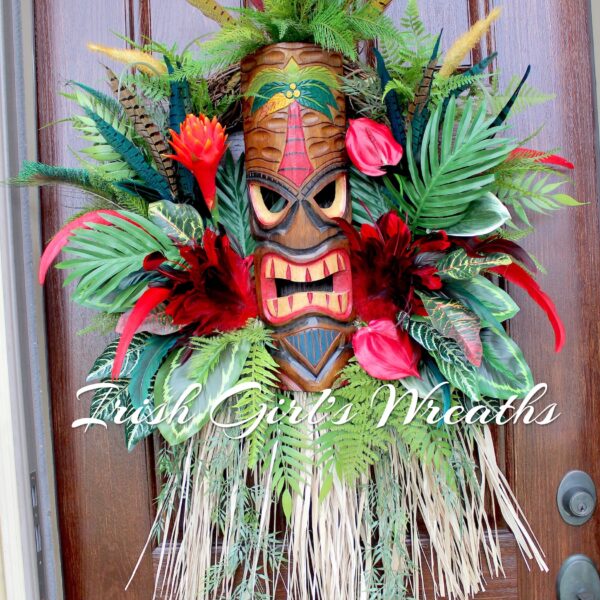 *MADE TO ORDER* XX-Large Tiki Voodoo Polynesian Island Man Cave Wreath, Voodoo Island Paradise Luau Wreath, Man Cave Tiki Decor - Image 6