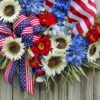 Poppy Sunflower Patriotic Wildflower Wreath - Image 2