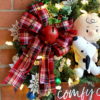 Charlie Brown and Snoopy Cozy Christmas Wreath, Peanuts Christmas Wreath, Pre-lit LED warm white snowflake lights - Image 4