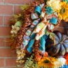 Elegant Teal & Rust Fall Pumpkin Autumn Floral Wreath - Image 3
