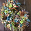 All-Season Restful Vibes Turquoise and Brown Seaside Coastal Wreath, Autumn Relaxed Beach Floral Wreath - Image 4