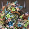 All-Season Restful Vibes Turquoise and Brown Seaside Coastal Wreath, Autumn Relaxed Beach Floral Wreath - Image 5