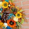 Elegant Teal & Rust Fall Pumpkin Autumn Floral Wreath - Image 4