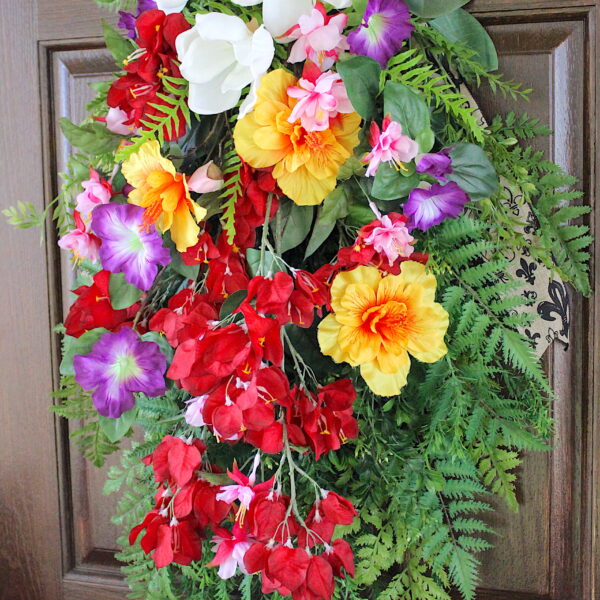 XL NOLA French Quarter Balcony Blooms Swag -HUGE Magnolia and Bougainvillea Louisiana Hanging Floral Swag - Image 4