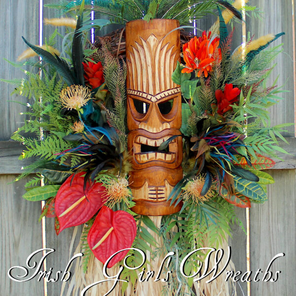 *MADE TO ORDER* XX-Large Tiki Voodoo Polynesian Island Man Cave Wreath, Voodoo Island Paradise Luau Wreath, Man Cave Tiki Decor - Image 2